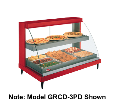 Hatco Glo-Ray® Designer Countertop Curved Glass Heated Display Case With Humidity 20.63"W Dual Shelves Stainless Steel