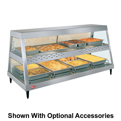 Hatco Glo-Ray® Countertop Heated Glass Display Case 58.5"W Dual Shelves Stainless Steel & Aluminum Construction