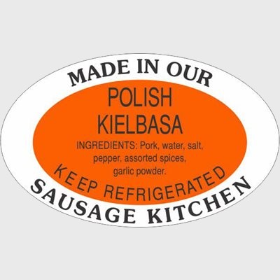 Pork Label Polish Kielbasa / Made in Our Kitchen - 500/Roll