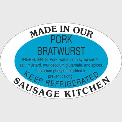 Pork Label Pork Bratwurst / Made in Our Kitchen - 500/Roll
