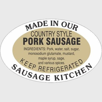 Pork Label Country Style Pork Sausage / Made in Our Kitchen - 500/Roll