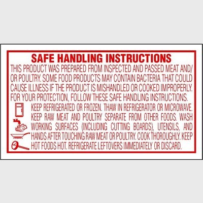 Specialty Meat Label Safe Handling Instructions - 1,000/Roll