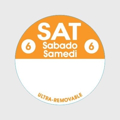 Ultra Removable Label Sat 6 Sabado / Samedi - 1000/Roll
