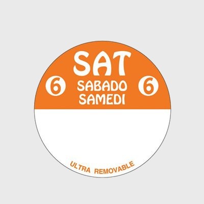 Ultra Removable Label Day Of The Week Sat 6 Sabado Samedi - 500/Roll
