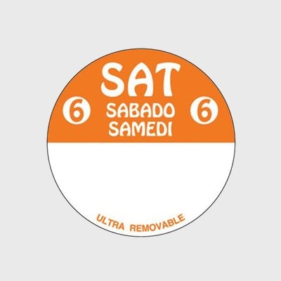 Ultra Removable Label Day Of The Week Sat 6 Sabado Samedi - 500/Roll