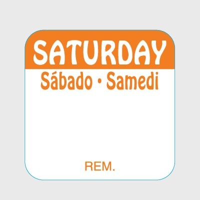 Regular Removable Label Saturday Sabado Samedi  - 1,000/Roll