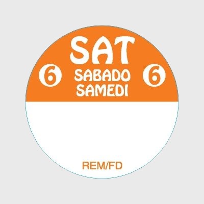 Regular Removable Label Saturday Sabado Samedi - 2,000/Roll