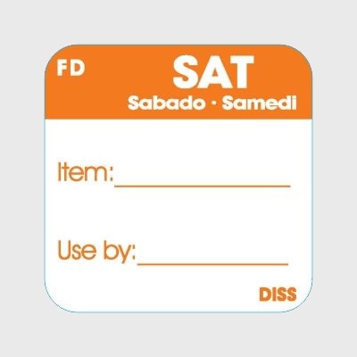 Dissolvable Label Sat Sabado Samedi - 500/Roll