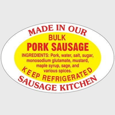 Pork Label Bulk Pork Sausage / Made in Our Kitchen - 500/Roll