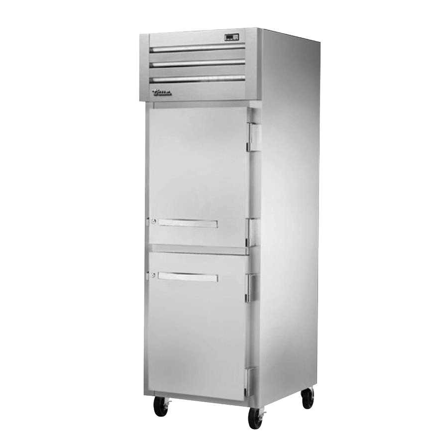 True Stainless Steel One Section Two Solid Half Door Reach-in Freezer 27.5"W