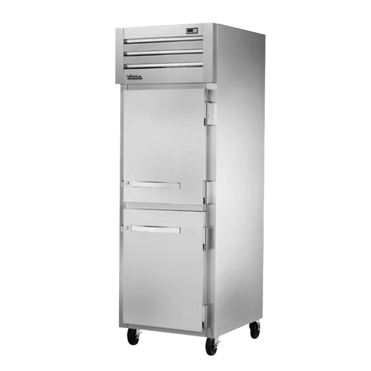 True Stainless Steel One Section Two Solid Half Door Reach-in Freezer 27.5"W