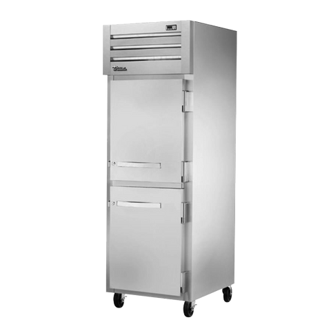 True Stainless Steel One Section Two Solid Half Door Reach-in Freezer 27.5"W