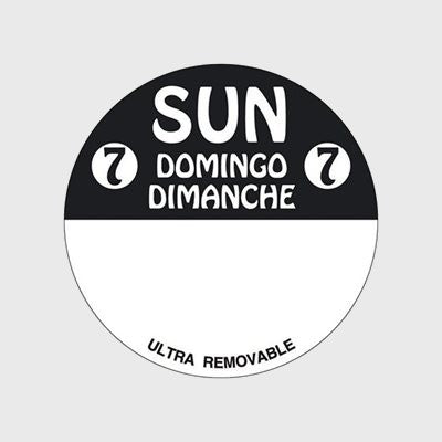 Ultra Removable Label Day Of The Week Sun 7 Domingo Dimanche  - 500/Roll