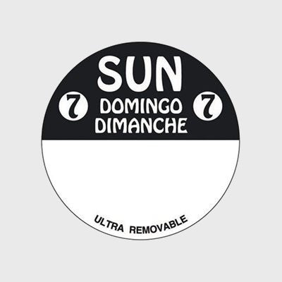 Ultra Removable Label Day Of The Week Sun 7 Domingo Dimanche  - 500/Roll