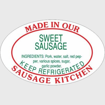 Pork Label Sweet Sausage / Made in Our Kitchen - 500/Roll