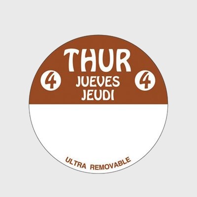 Ultra Removable Label Day Of The Week Thur 4 Jueves Jeudi  - 500/Roll