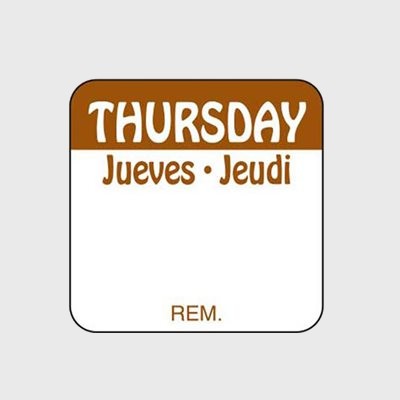 Regular Removable Label Thursday Jueves Juedi - 1,000/Roll
