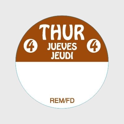 Regular Removable Label Thursday Jueves Juedi - 2,000/Roll