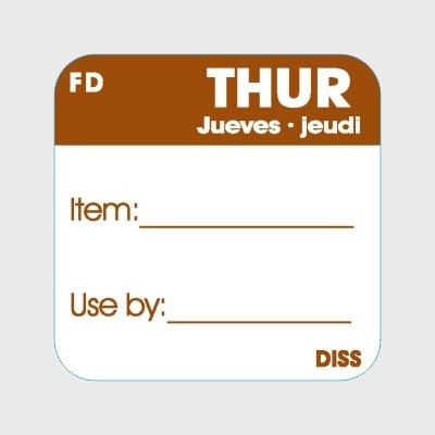Dissolvable Label Thur Jueves Jeudi - 500/Roll