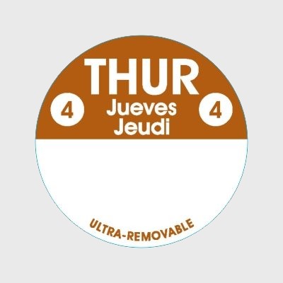 Ultra Removable Label Thur 4 Jueves / Jeudi - 1,000/Roll