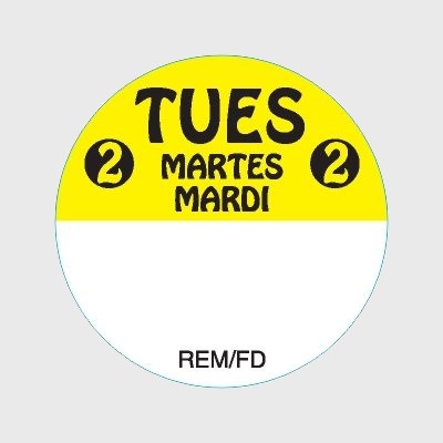 Regular Removable Label Tuesday Martes Mardi - 2,000/Roll