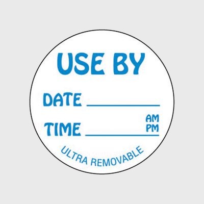 Ultra Removable Label Use By Date / Time - 1,000/Roll