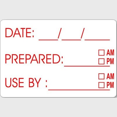 Ultra Removable Label Date Prepared Use By Shelf Life - 500/Roll