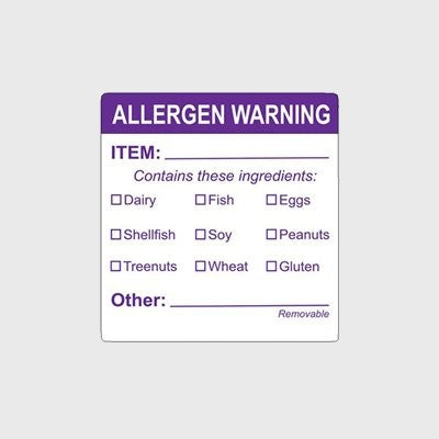 Regular Removable Label Allergen Warning - Item Checkoff - 500/Roll