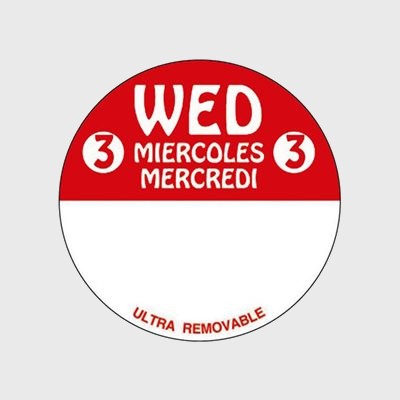 Ultra Removable Label Wed 3 Miercoles Mercredi - 500/Roll
