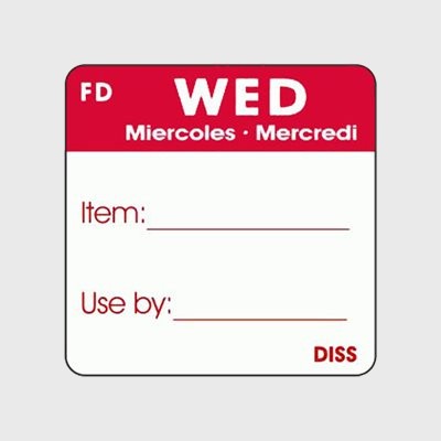 Dissolvable Label Wed Miercoles Mercredi - 500/Roll