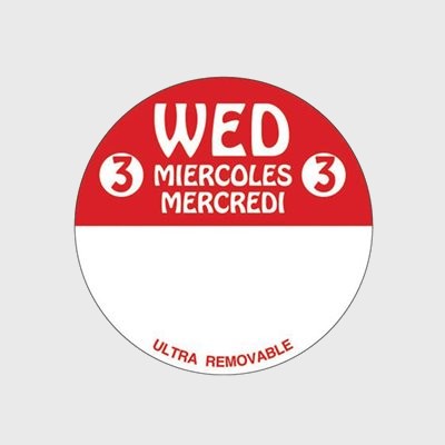 Ultra Removable Label Wed 3 Miercoles Mercredi - 500/Roll