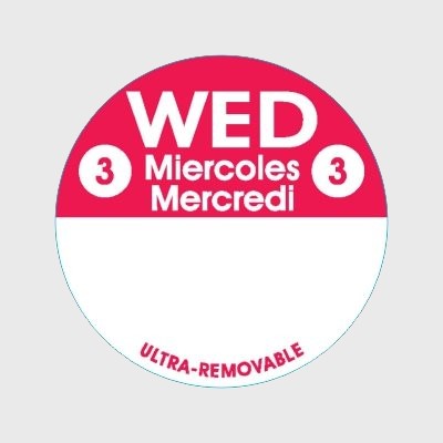 Ultra Removable Label Wed 3 Miercoles / Mercredi - 1,000/Roll